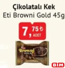 ETİ BROWNİ GOLD ÇİKOLATALI KEK 45 G ETİ BROWNİ GOLD ÇİKOLATALI KEK 45 G